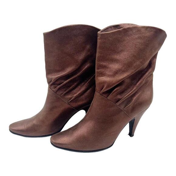 Sigerson Morrison Womens Metallic Brown Mid-Calf Heeled Boots Size 10 - Picture 1 of 9